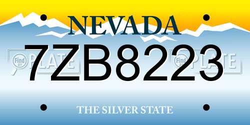 7ZB8223 Nevada License Plate