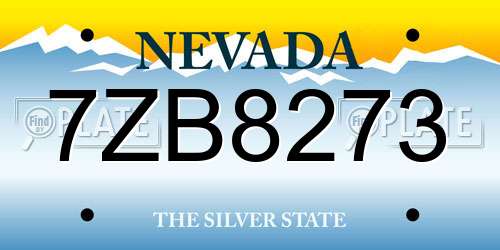 7ZB8273 Nevada License Plate