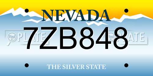 7ZB848 Nevada License Plate