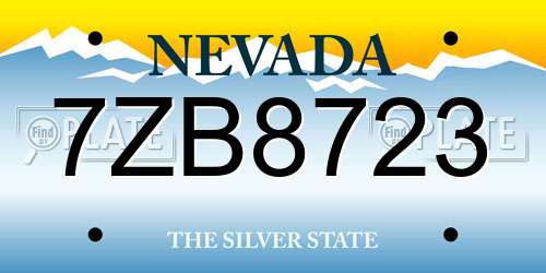 7ZB8723 Nevada License Plate