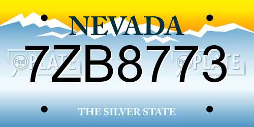 7ZB8773 Nevada License Plate