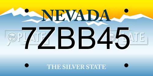 7ZBB45 Nevada License Plate