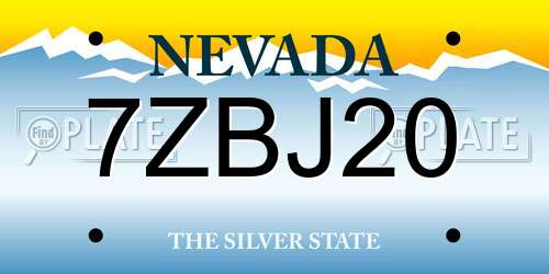 7ZBJ20 Nevada License Plate
