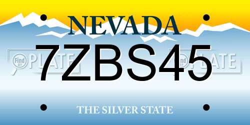7ZBS45 Nevada License Plate