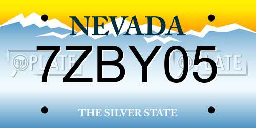 7ZBY05 Nevada License Plate