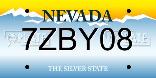 7ZBY08 Nevada License Plate