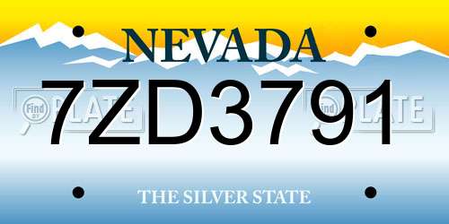 7ZD3791 Nevada License Plate