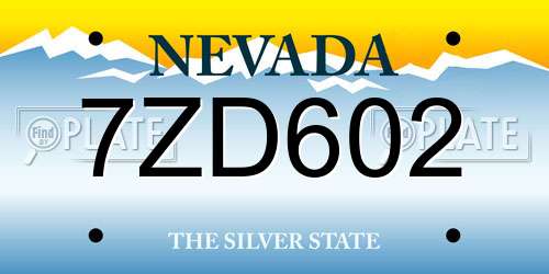 7ZD602 Nevada License Plate