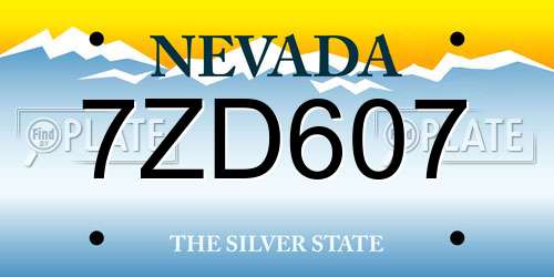 7ZD607 Nevada License Plate
