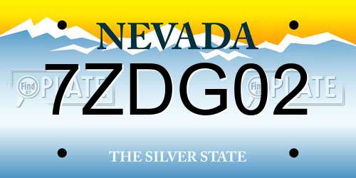 7ZDG02 Nevada License Plate