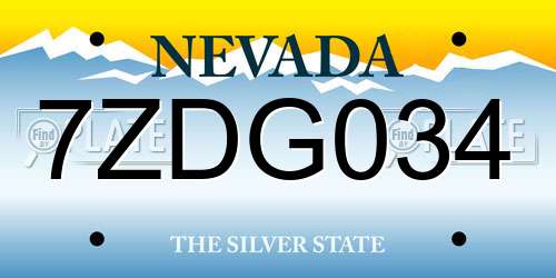 7ZDG034 Nevada License Plate