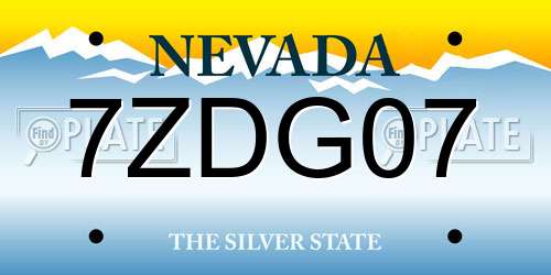 7ZDG07 Nevada License Plate