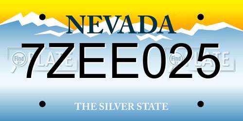 7ZEE025 Nevada License Plate