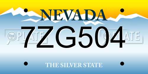 7ZG504 Nevada License Plate