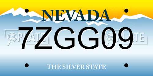7ZGG09 Nevada License Plate
