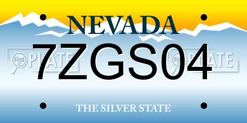 7ZGS04 Nevada License Plate