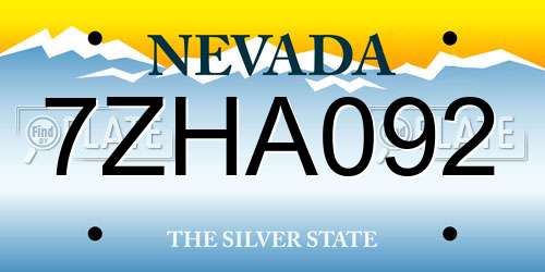 7ZHA092 Nevada License Plate