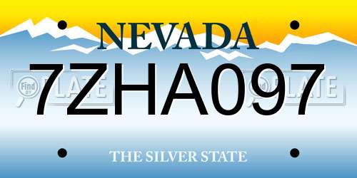 7ZHA097 Nevada License Plate