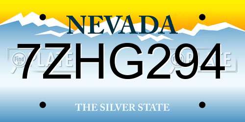 7ZHG294 Nevada License Plate
