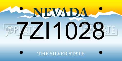 7ZI1028 Nevada License Plate