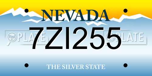 7ZI255 Nevada License Plate
