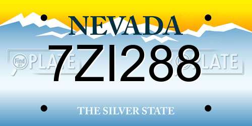 7ZI288 Nevada License Plate