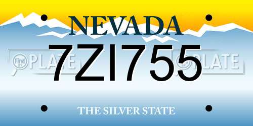 7ZI755 Nevada License Plate