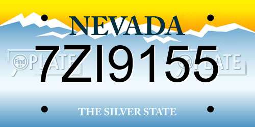 7ZI9155 Nevada License Plate