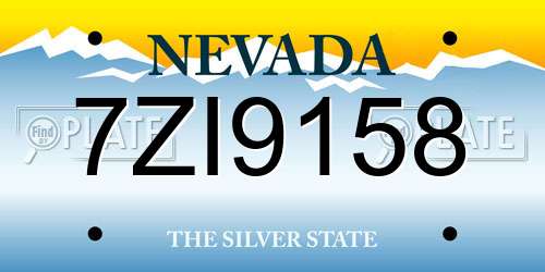 7ZI9158 Nevada License Plate