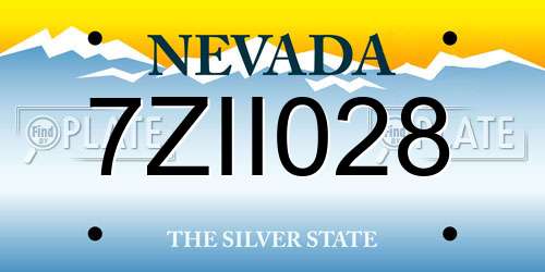 7ZII028 Nevada License Plate