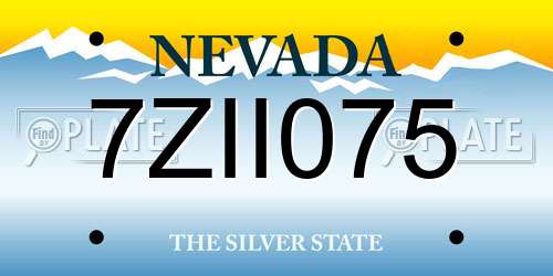 7ZII075 Nevada License Plate
