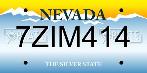 7ZIM414 Nevada License Plate