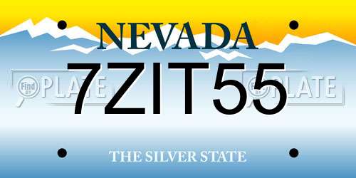 7ZIT55 Nevada License Plate