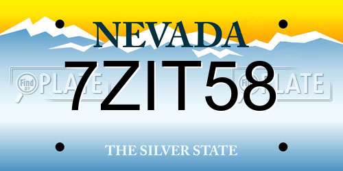 7ZIT58 Nevada License Plate