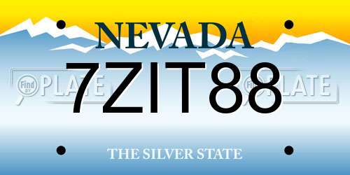 7ZIT88 Nevada License Plate
