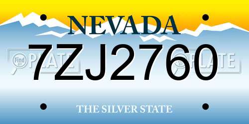 7ZJ2760 Nevada License Plate