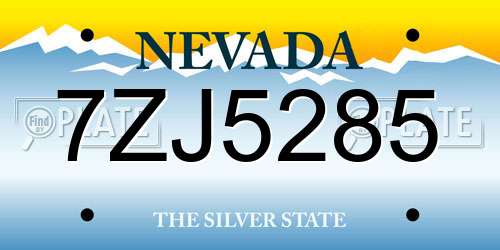 7ZJ5285 Nevada License Plate