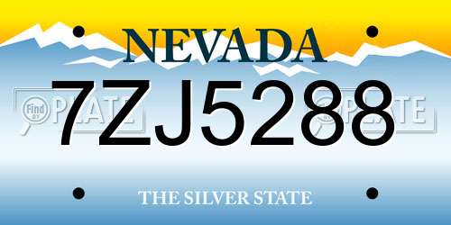 7ZJ5288 Nevada License Plate