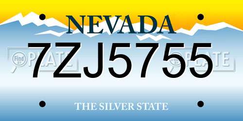 7ZJ5755 Nevada License Plate