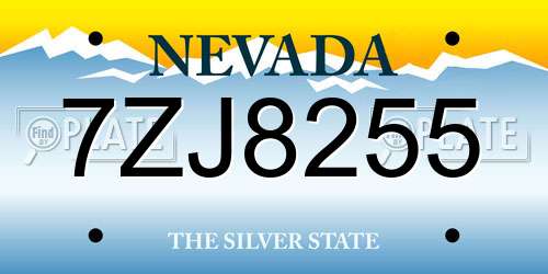 7ZJ8255 Nevada License Plate