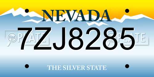 7ZJ8285 Nevada License Plate