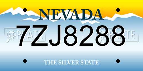 7ZJ8288 Nevada License Plate