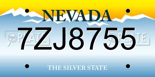 7ZJ8755 Nevada License Plate