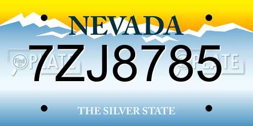 7ZJ8785 Nevada License Plate