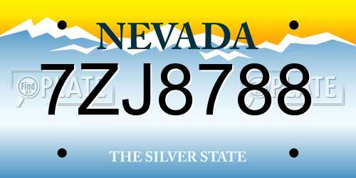7ZJ8788 Nevada License Plate