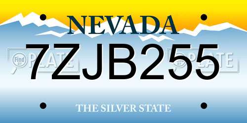 7ZJB255 Nevada License Plate