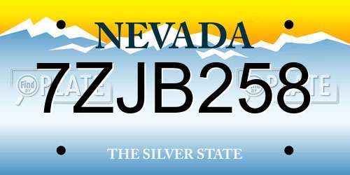 7ZJB258 Nevada License Plate