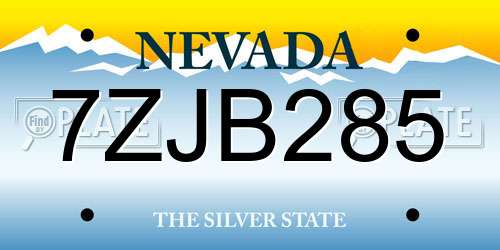 7ZJB285 Nevada License Plate