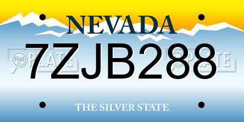 7ZJB288 Nevada License Plate