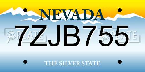 7ZJB755 Nevada License Plate